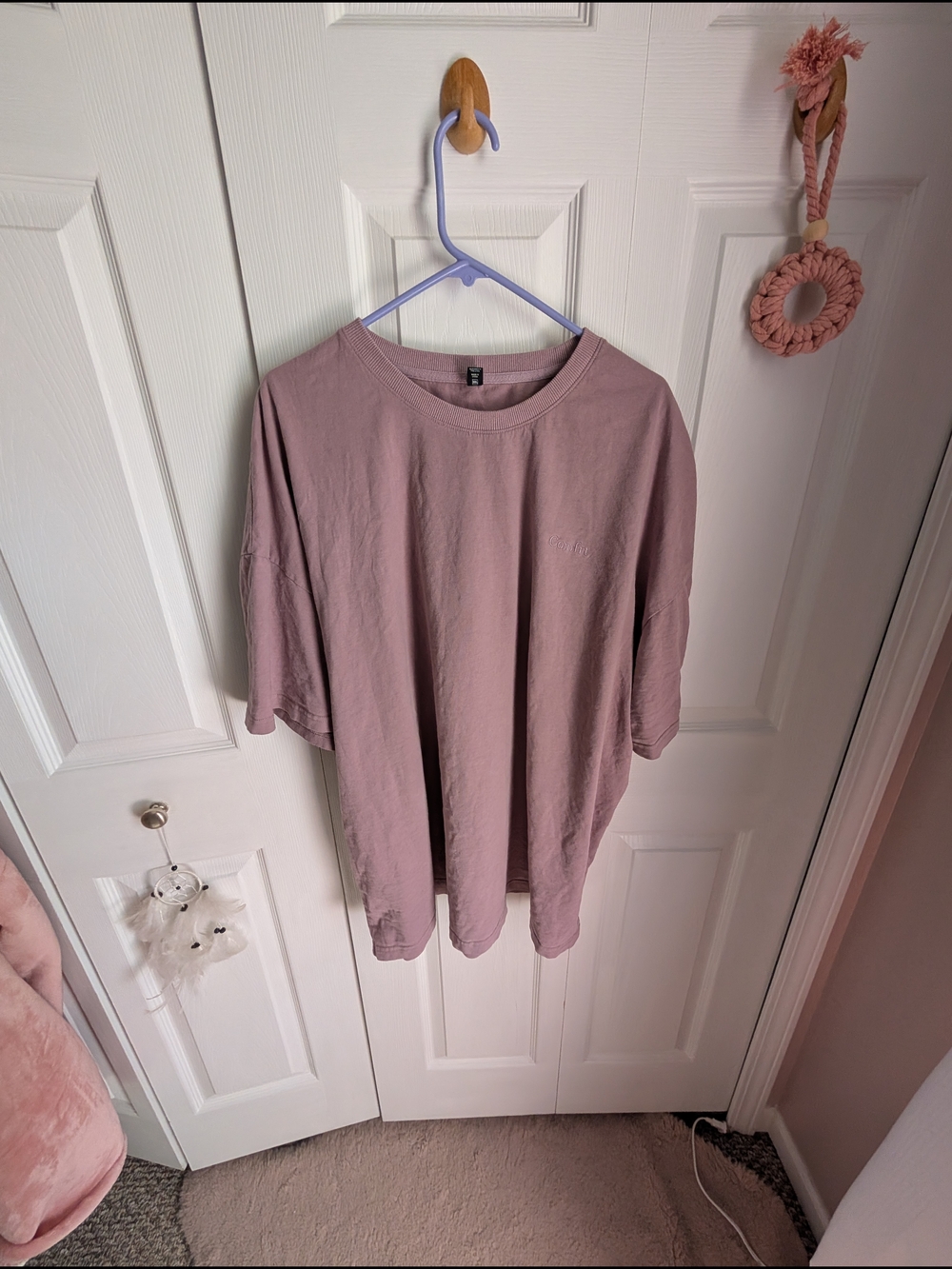 Comfrt Mauve Oversized Crew Neck Tee